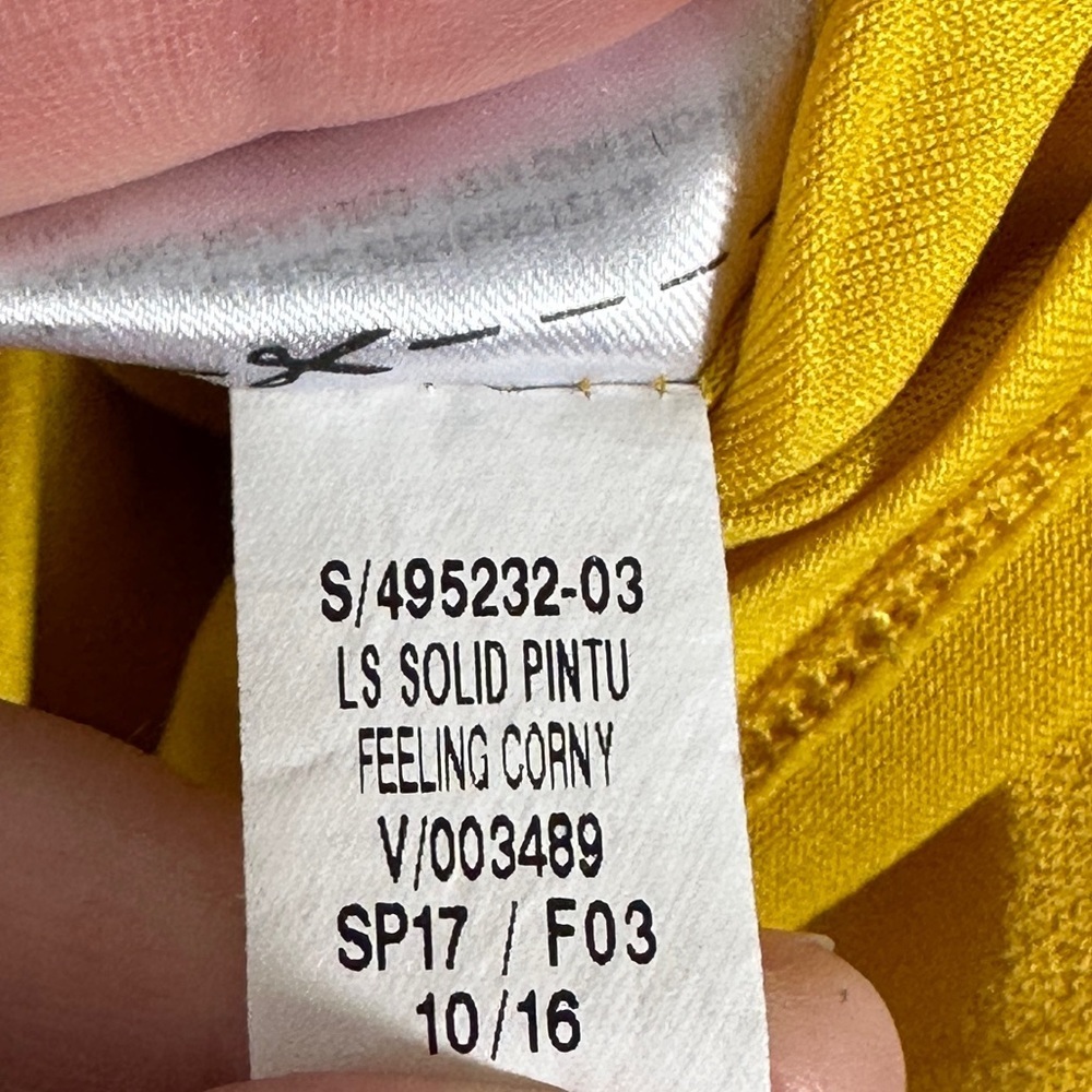 Old Navy Pintuck Yellow Dress Size Small Feeling Corny Long Sleeve Pleated Boho - Picture 10 of 12